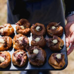 mini yorkshire canape held by member of staff outside at a wedding