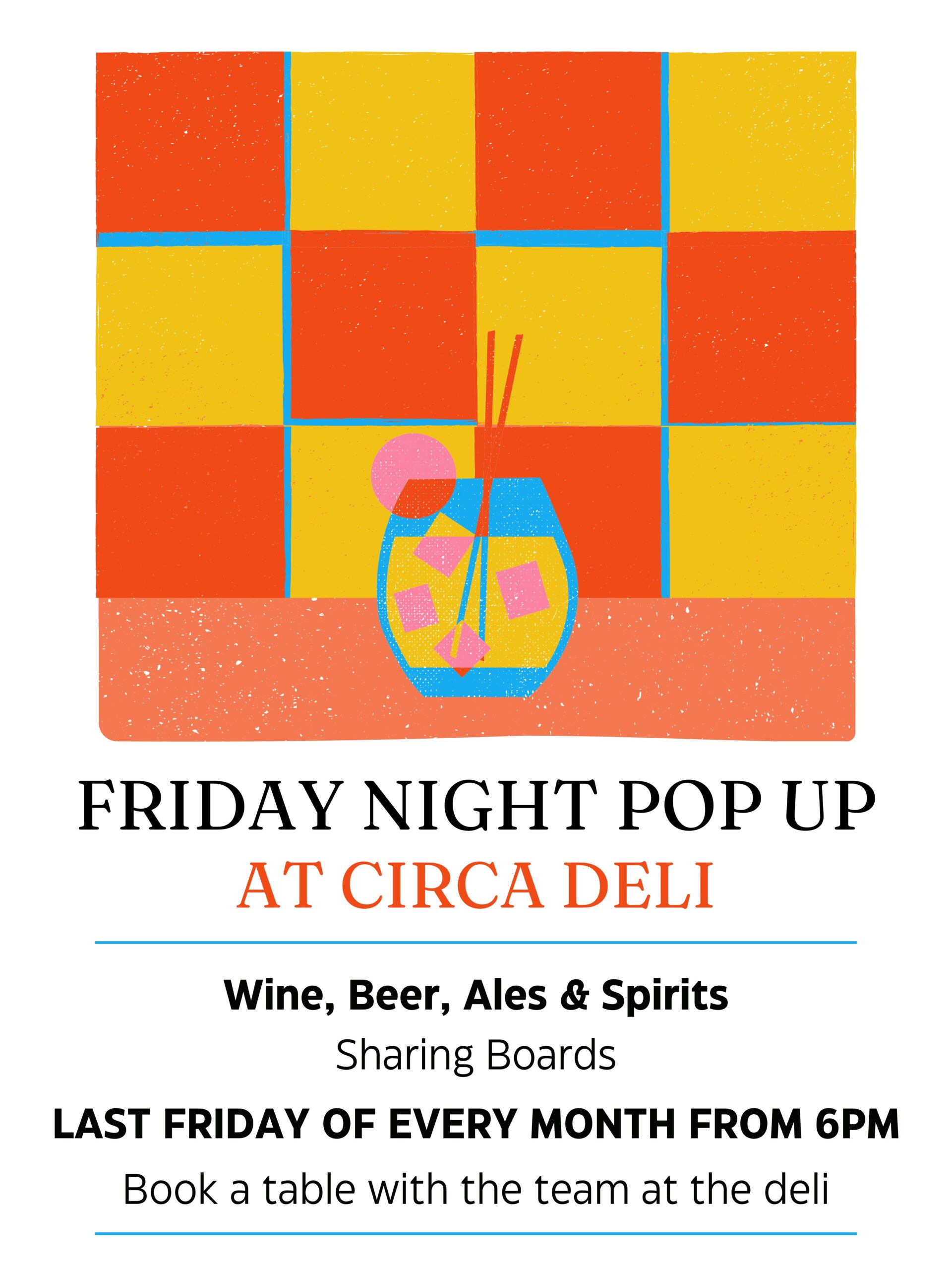 Circa deli pop up event friday night last friday of the month poster
